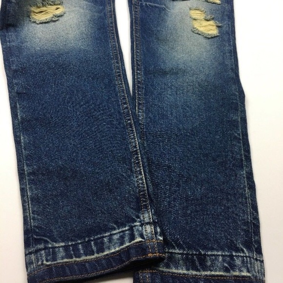 Indigo Distressed Boyfriend Fit Jeans - Picture 2 of 8